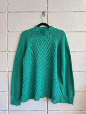 Vintage Chaps Mock Neck Cable Knit Kerry Green Sweater size XXL